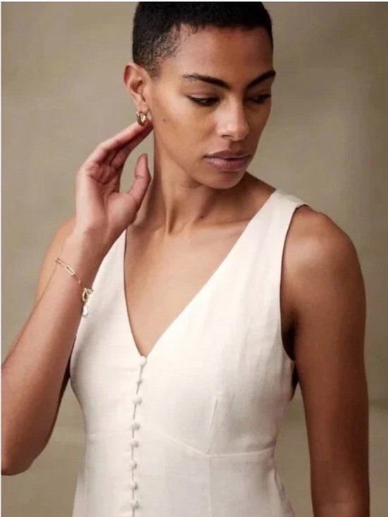 Banana Republic Dresses & Skirts - Banana Republic White Linen-Blend Sleeveless Dress